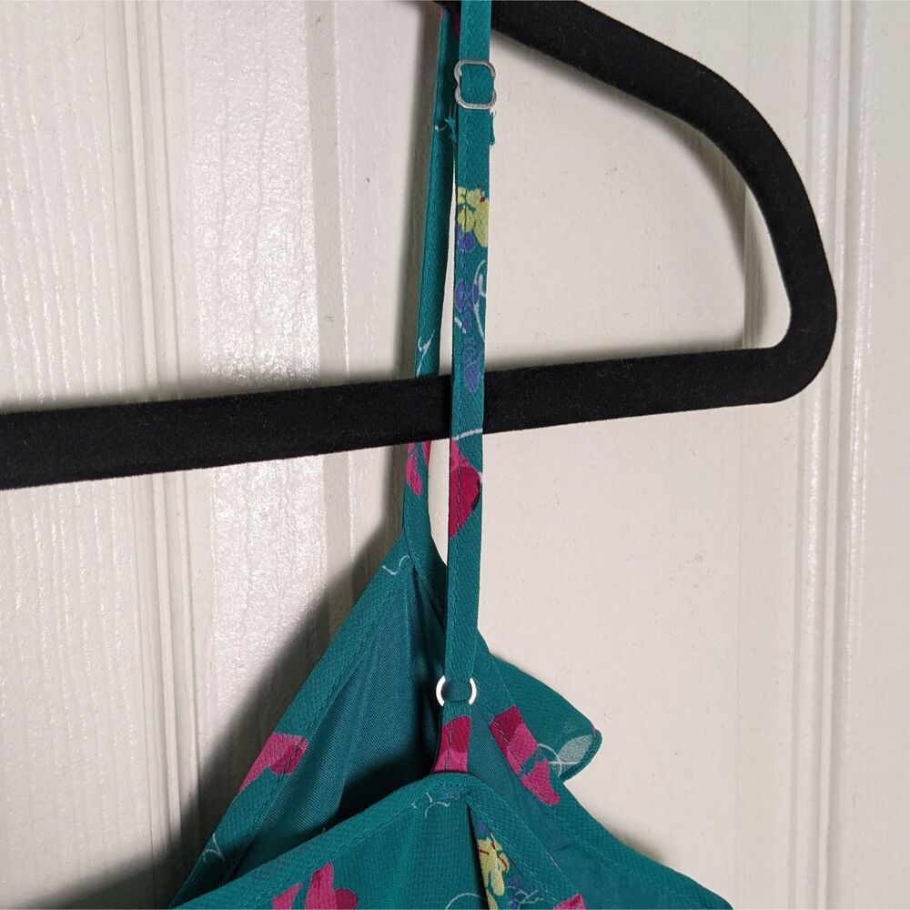 NWT Romantic Floral Maxi Dress Teal | Cottagecore Boho Sundress Pockets Slit - Picture 12 of 15